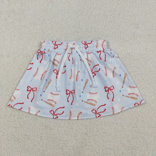 GLK0169 Baby Girls Bows Baseballs Team Yoga Active Skirt Shorts Bottom C12.6