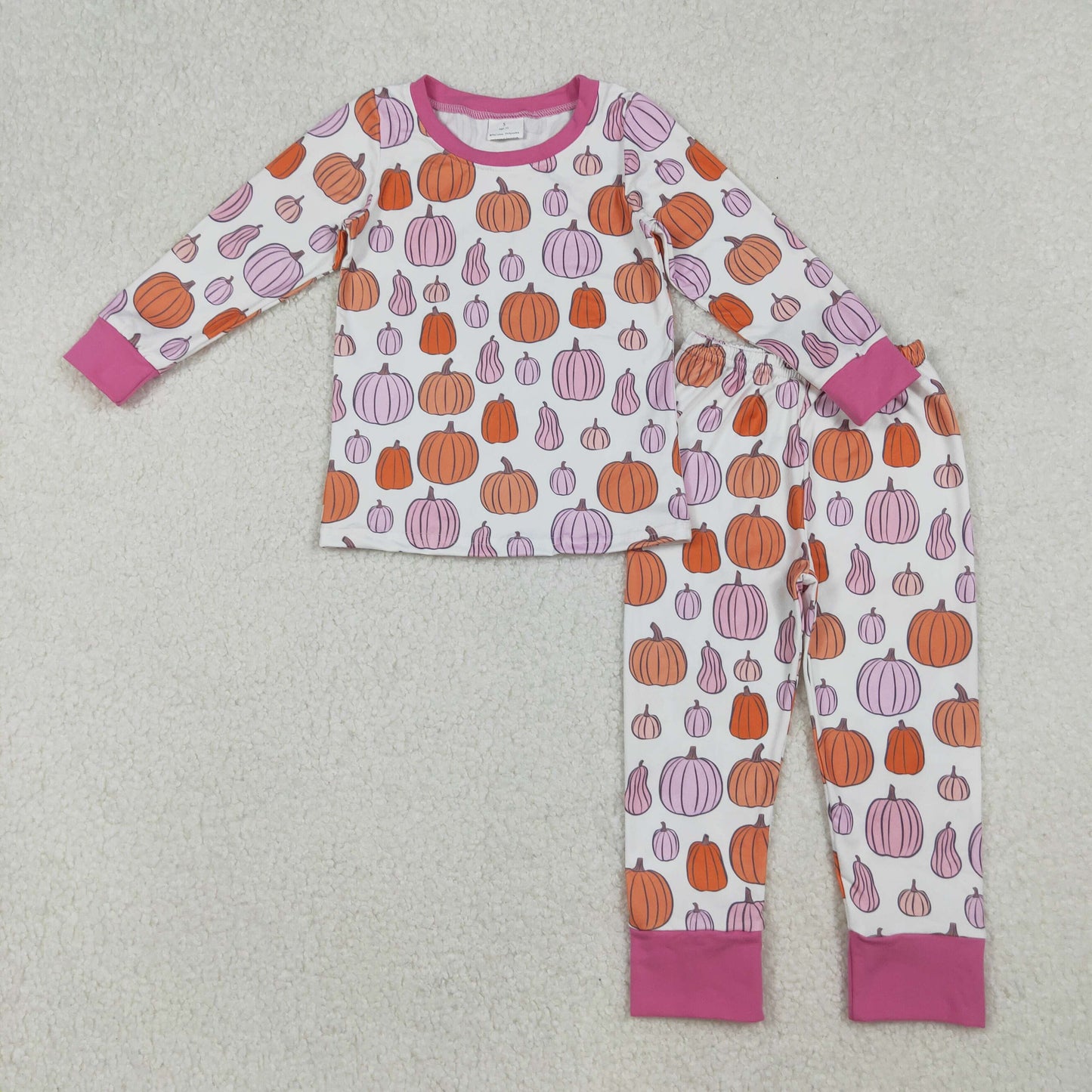 GLP2702 Baby Girls Colorful Pumpkins Plaid Top Pant Fall Pajamas Set C9.18