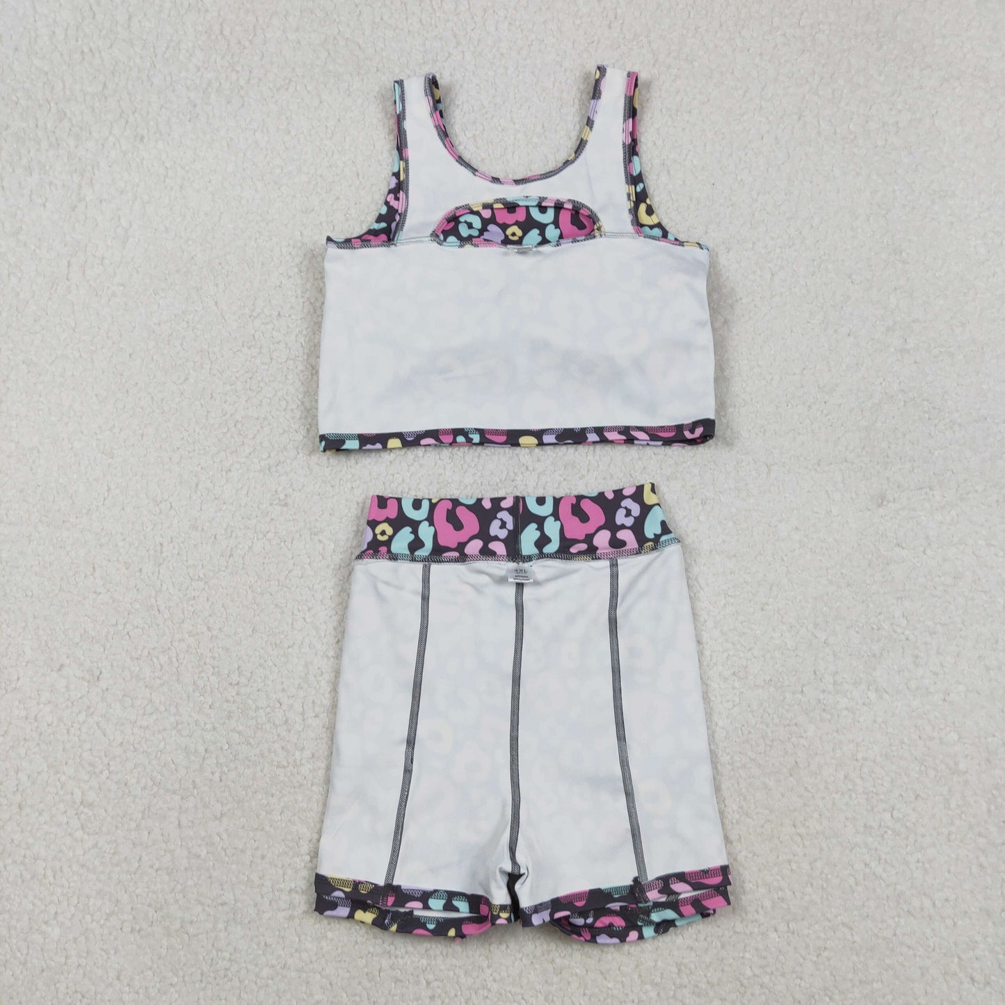 GSD2176 Baby Girls Purple Colorful Leopard Yoga Vest Skort Active Wear Set C11.12