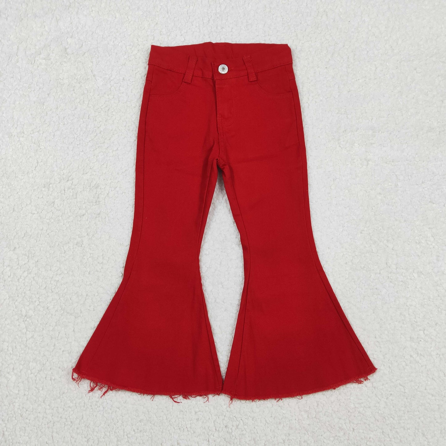 P0083 Baby Girls Red Denim Bell Jeans Pants C12.6