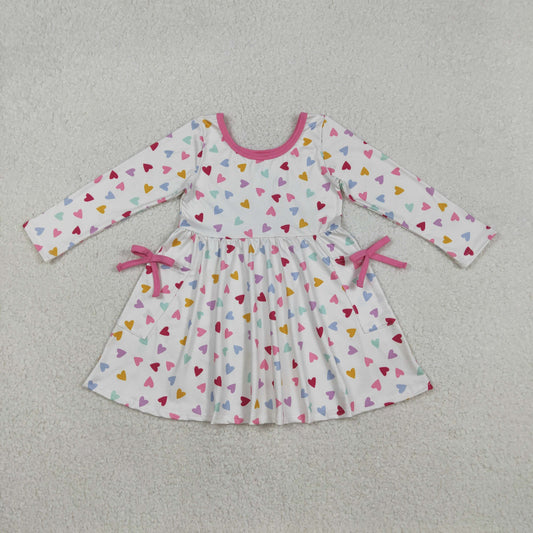 GLD1428 Baby Girls Colorful Hearts Pockets Valentines Knee length Dress C11.27
