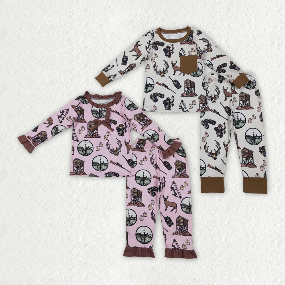 Sibling Baby Boys Girls Deer Hunting Top Pants Pajamas Sets C11.26