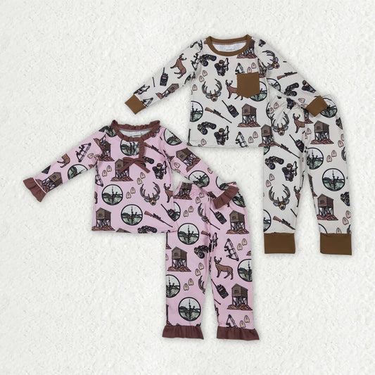 Sibling Baby Boys Girls Deer Hunting Top Pants Pajamas Sets C11.26