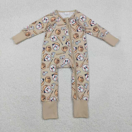 Sibling Baby Boys Smile Baseballs Top Pant Team Pajamas Sets Zipper Footie Rompers C11.14