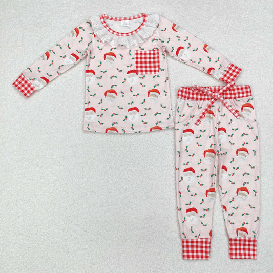 GLP1213 Bamboo Baby Girls Pink Sants Christmas Shirt Pants Pajamas Clothes Set