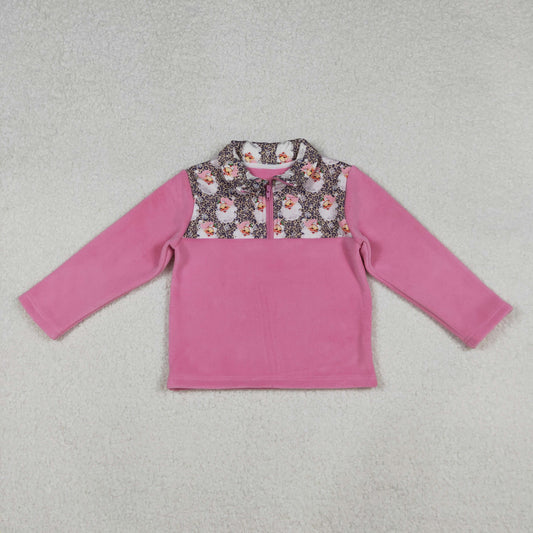 GT1151 Baby Girls Santa Leopard Christmas Half Zipper Pullover Top C9.22