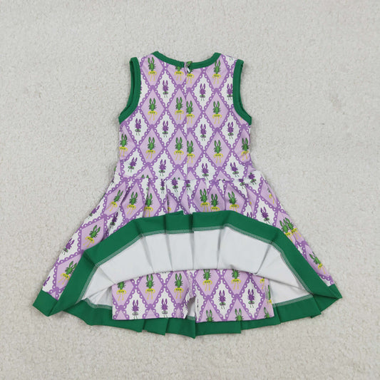 GSD2868 Baby Girls Mardigras Crayfishes Checked Back Zip Shorts Yoga Active Knee Length Dress C12.11
