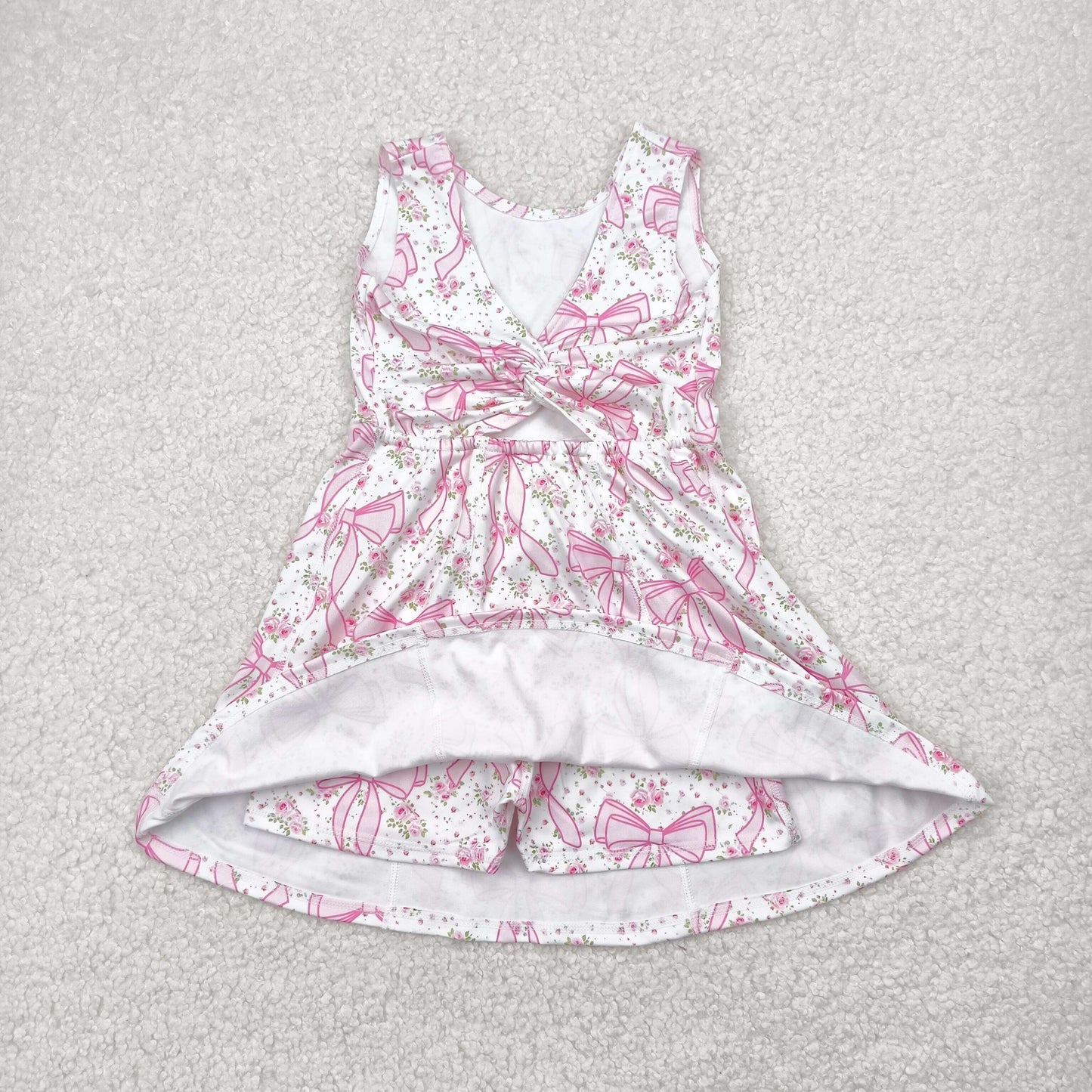 GSD2199 Baby Girls Pink Bows Yoga Skort Knee Length Dress 4.26