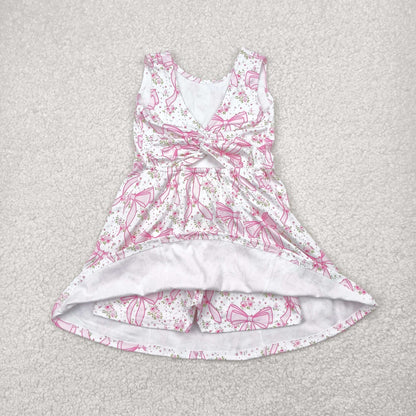 GSD2199 Baby Girls Pink Bows Yoga Skort Knee Length Dress 4.26