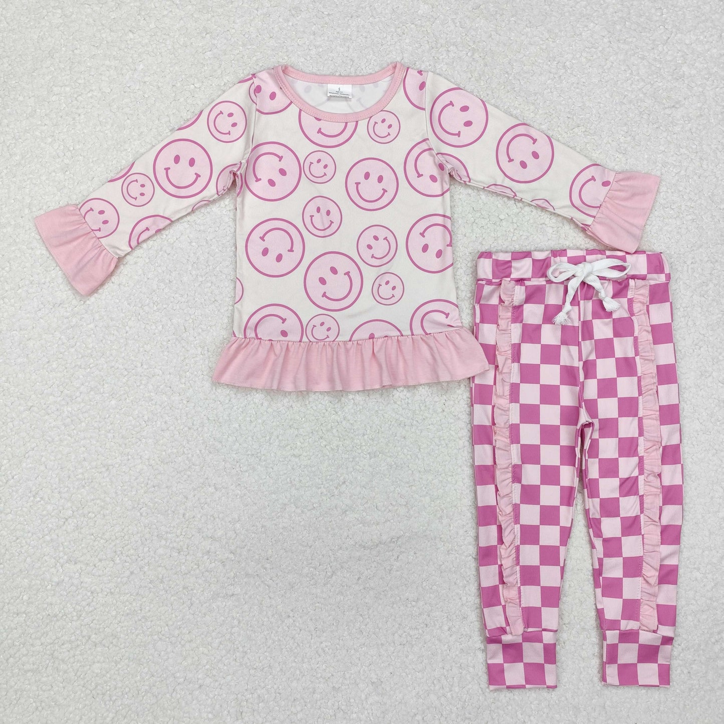 GLP1722 Baby Girls Smile Pink Top Ruffle Pants Outfits Sets Preorder