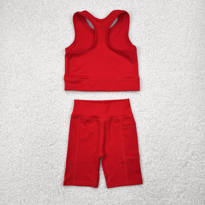 GSSO1519 Baby Girls Red Athletic Active Wear Top Shorts Clothes Set 4.28