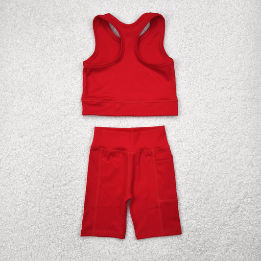 GSSO1519 Baby Girls Red Athletic Active Wear Top Shorts Clothes Set 4.28