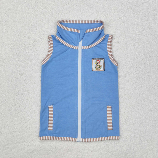 BT0860 Baby Kids Christmas Dog Zip Pocket Vest Tops