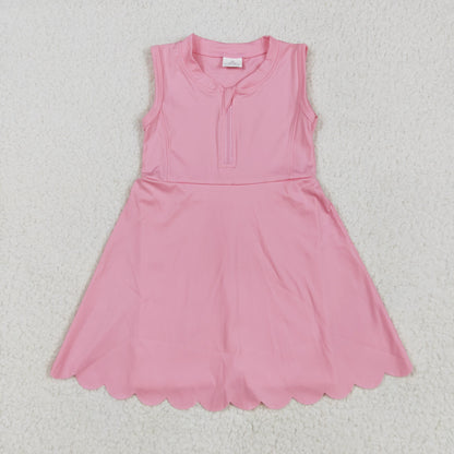 GSD2087 Girls Pink Yoga Zip Active Wear Skort Knee Length Dress 5.7