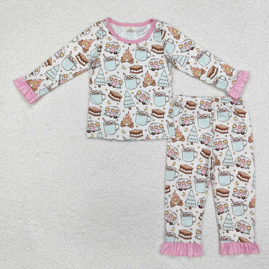 GLP1502 Baby Girls Fall Cookies Cars Bamboo Pajamas Outfits Set