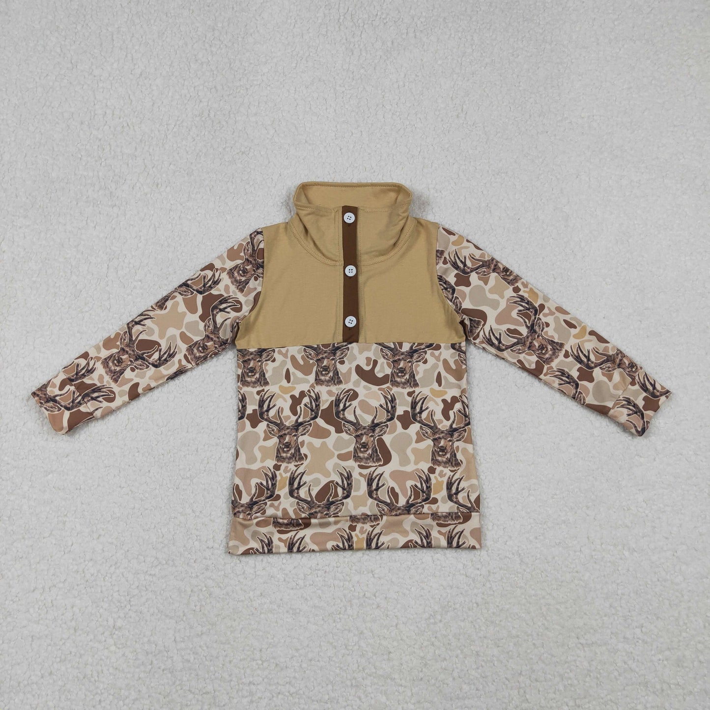 BT1338 Baby Boys Khaki Camo Deer Button Western Pullovers Top C10.27