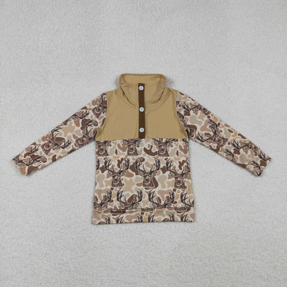 BT1338 Baby Boys Khaki Camo Deer Button Western Pullovers Top C10.27
