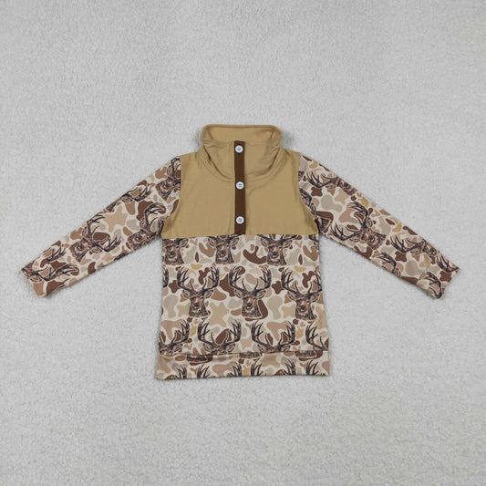 BT1338 Baby Boys Khaki Camo Deer Button Western Pullovers Top C10.27
