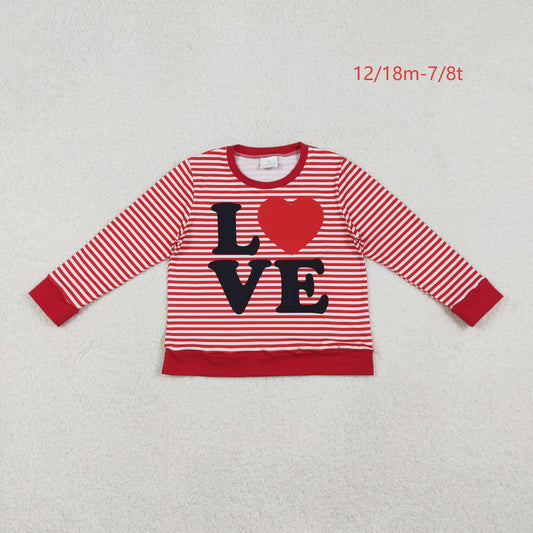 GT1235 Baby Girls Long Sleeve Red Stripe Love Heart Valentine Tee Shirts Top C10.27