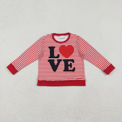 GT1235 Baby Girls Long Sleeve Red Stripe Love Heart Valentine Tee Shirts Top C10.27