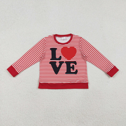 GT1235 Baby Girls Long Sleeve Red Stripe Love Heart Valentine Tee Shirts Top C10.27