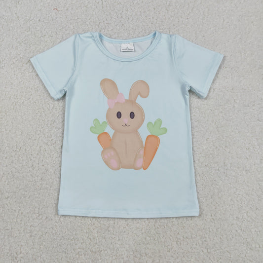 GT1395 Baby Girls Short Sleeve Rabbits Carrots Easter T-shirts Top C12.8