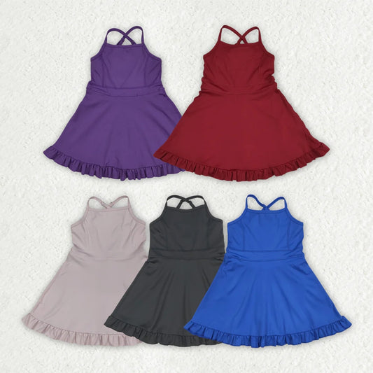5 Colors Sibling Baby Girls Athletic Active Wear Knee Length Dresses 7.25