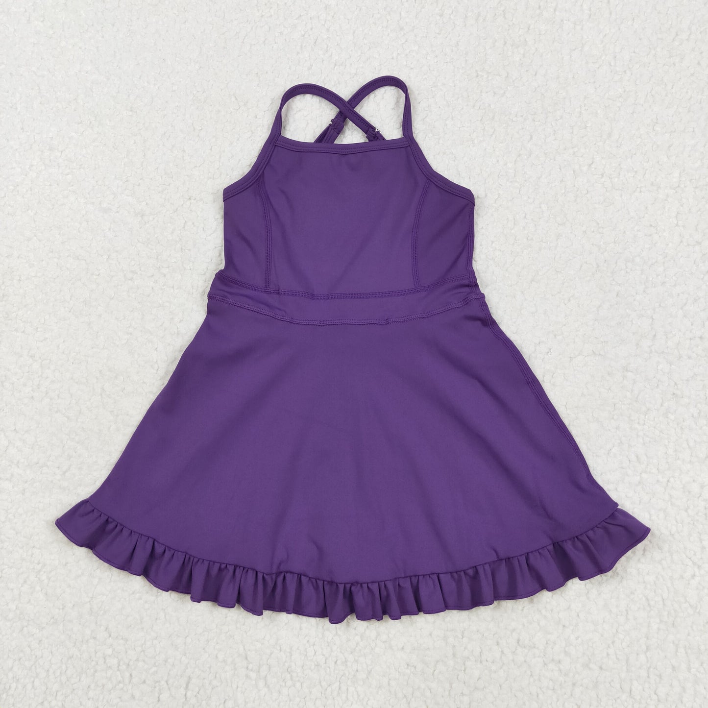 S0554 Baby Girls Purple Athletic Active Wear Knee Length Dress 5.24