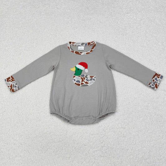 LR1683 Baby Infant Boys Christmas Grey Embroidery Ducks Romper