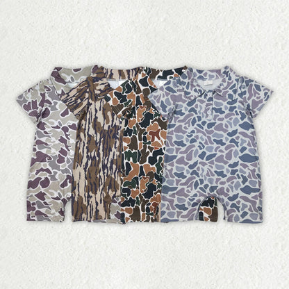 Sibling Baby Infant Boys Short Sleeves Camouflage Button Rompers 4.16