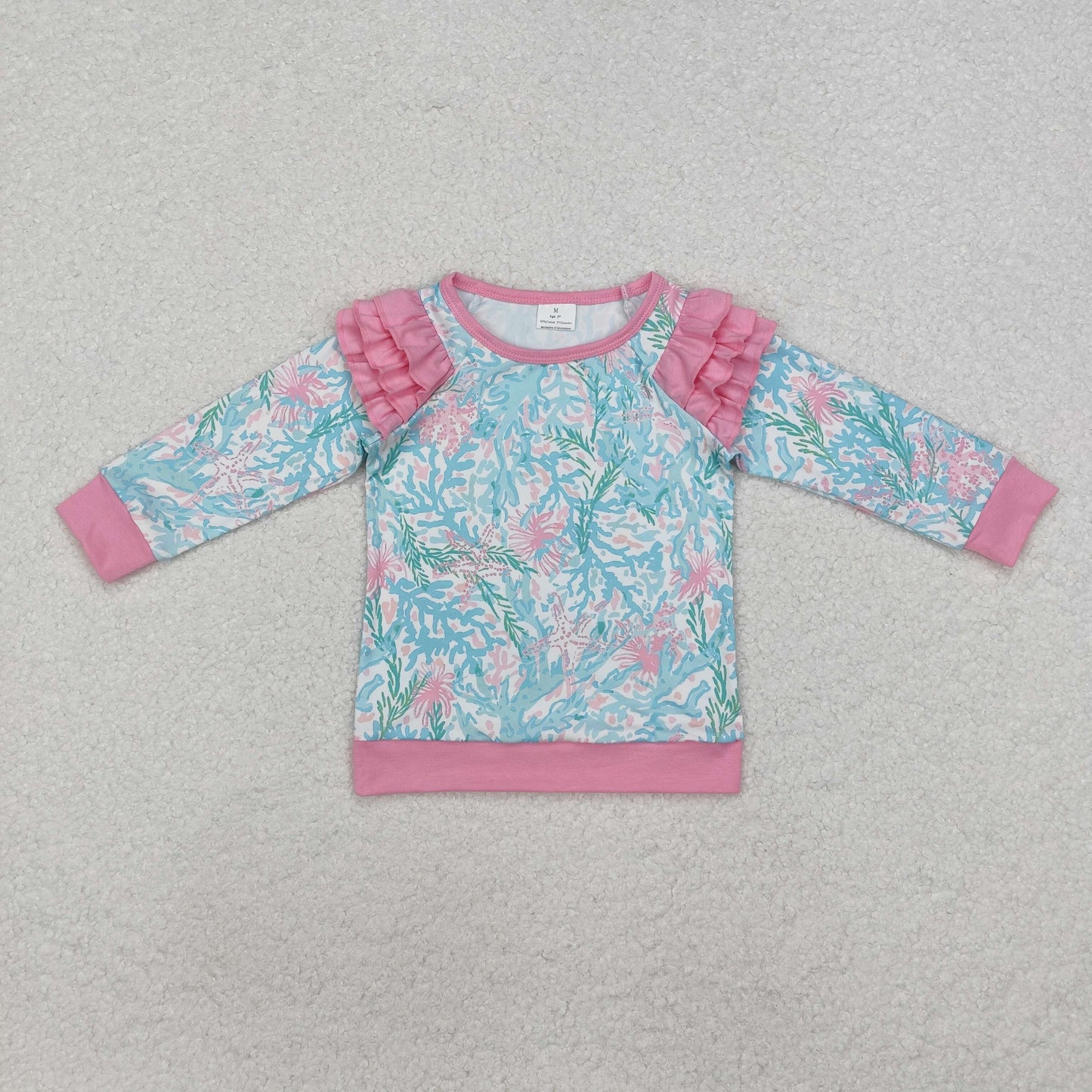 GT0763 Baby Girls Light Pink Seaweed Long Sleeve Tee Shirts Tops