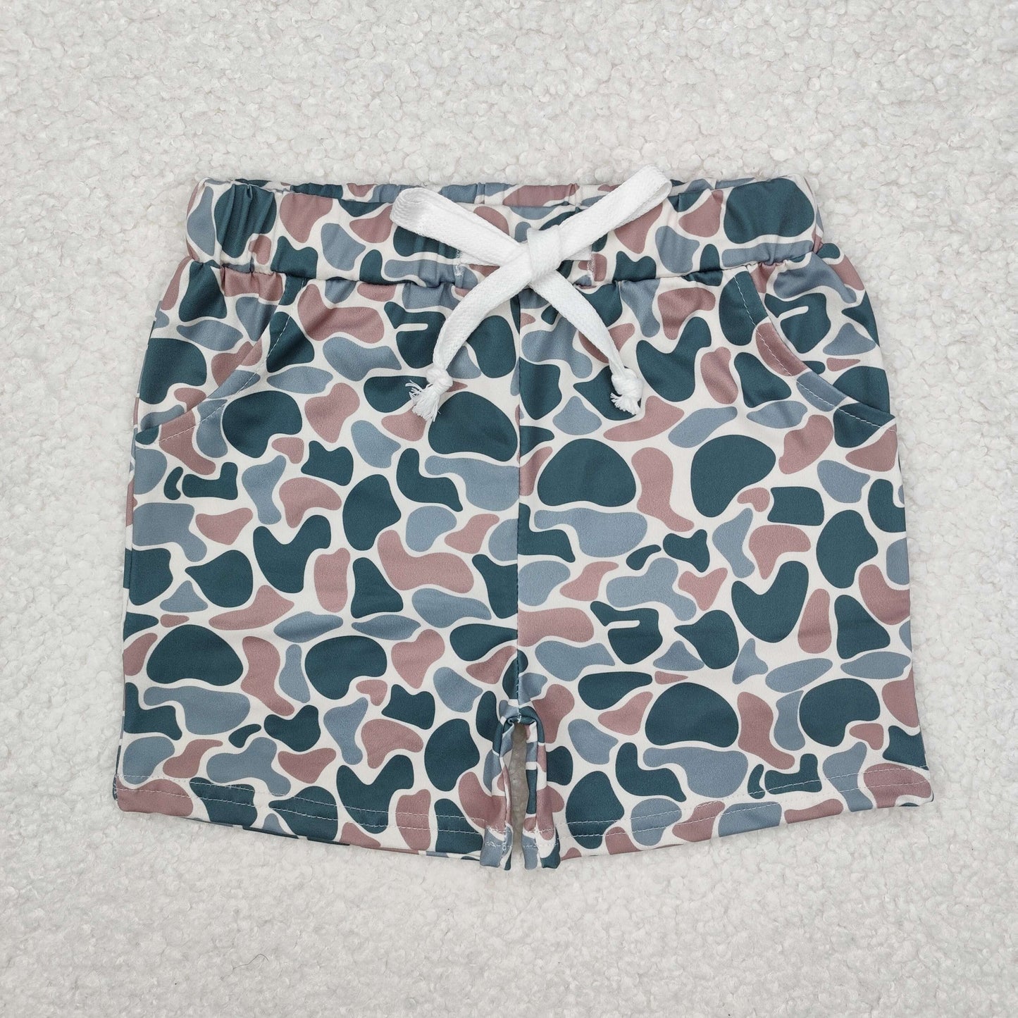 SS0375 Baby Boys Green Camo Summer Shorts Bottoms