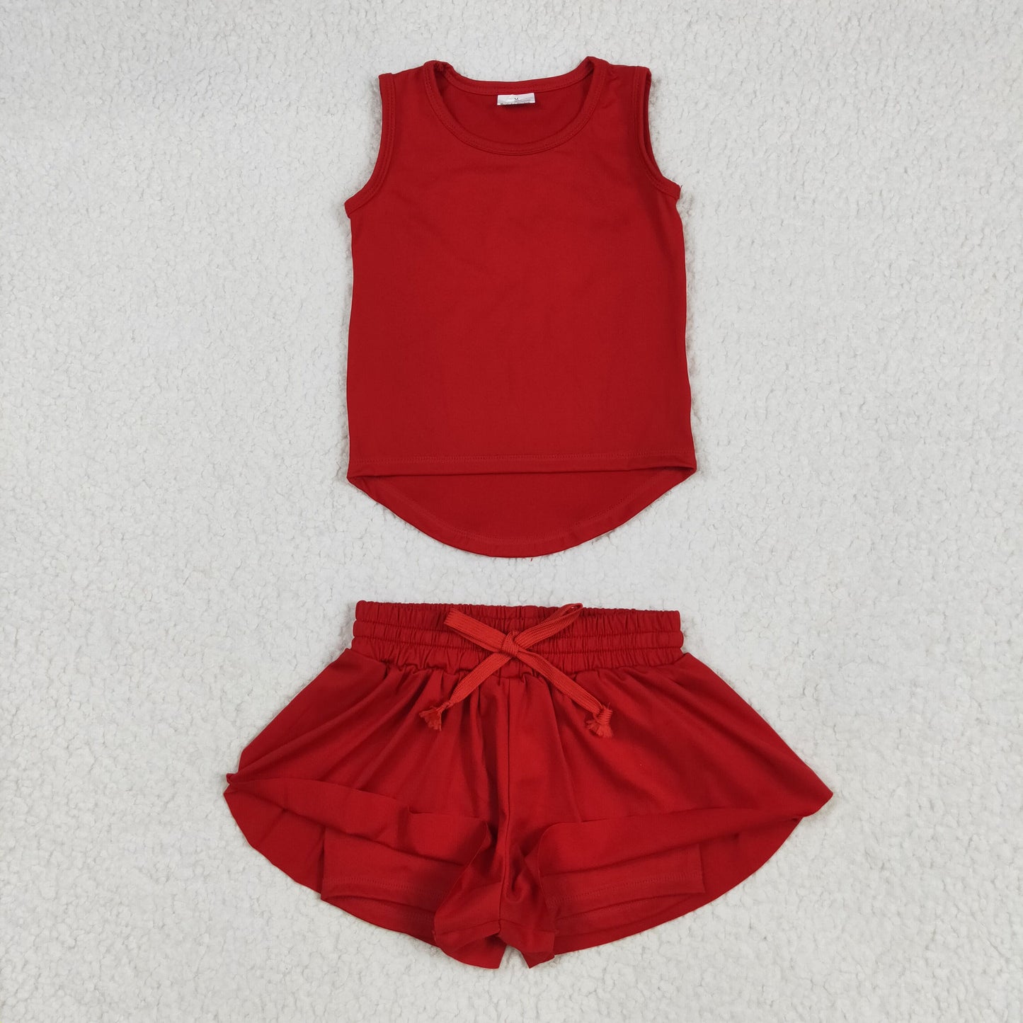 GT0981+SS0544 Baby Girls Red Sleeveless Top Skorts Set 5.17