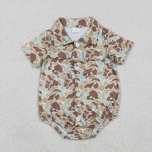 SR3655 Baby Boys Southern Khaki Camo Button Pockets Romper C12.16