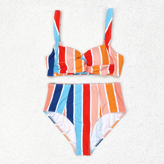 S0338 Colorful striped swimsuit for adult women