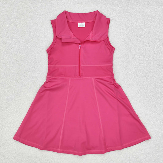 GSD1379 Baby Girls Dark Pink Athletic Active Wear Knee Length Dresses