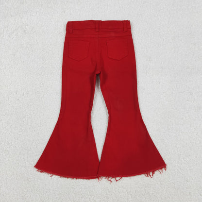 P0083 Baby Girls Red Denim Bell Jeans Pants C12.6