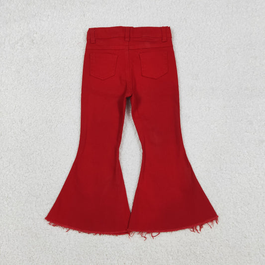 P0083 Baby Girls Red Denim Bell Jeans Pants C12.6