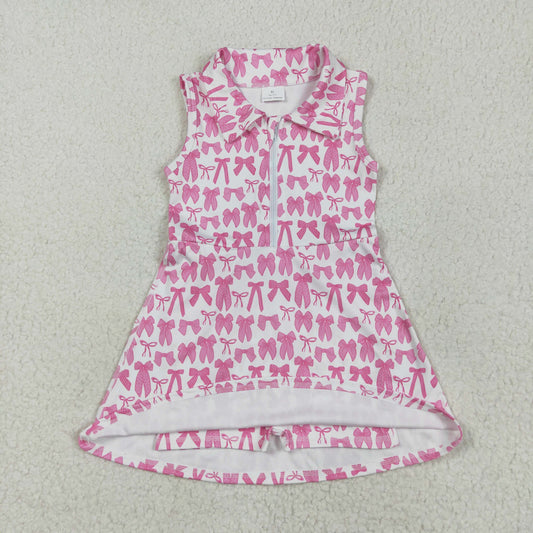 GSD2379 Baby Girls Sleeveless Pink Bows Zipper Yoga Active Knee Length Dress 5.12