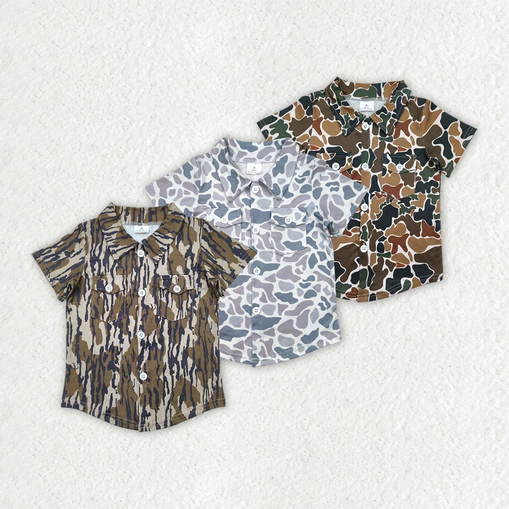 Sibling Baby Boys Western Camo Short Sleeves Button Pockets Shirts Tops 4.29