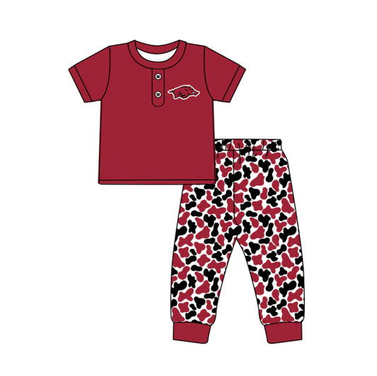 C11.26 Custom Moq 8 Baby Boys Red Bulls Button Top Camo Pants Team Clothes Sets