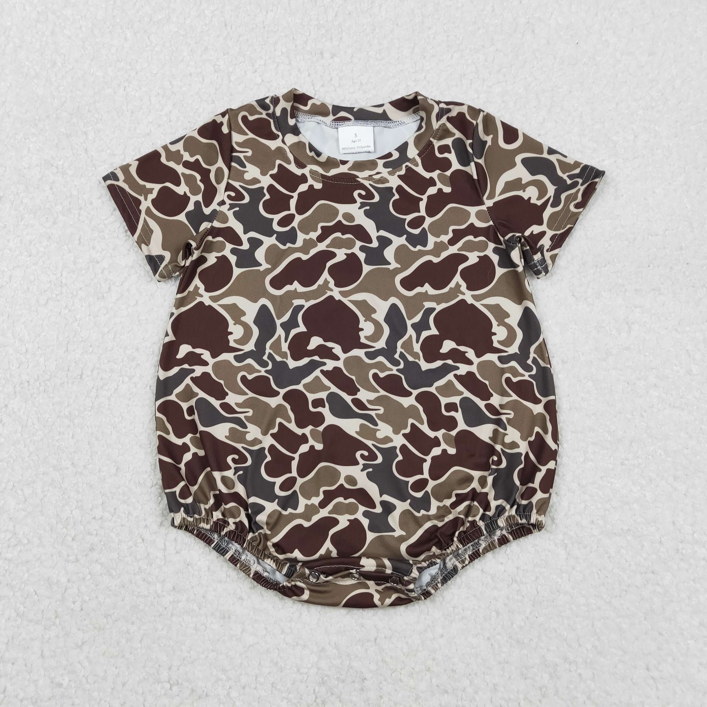 SR3453 Baby Boys Dark Khaki Camo Short Sleeve Southern Romper C11.24