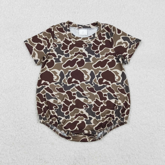 SR3453 Baby Boys Dark Khaki Camo Short Sleeve Southern Romper C11.24