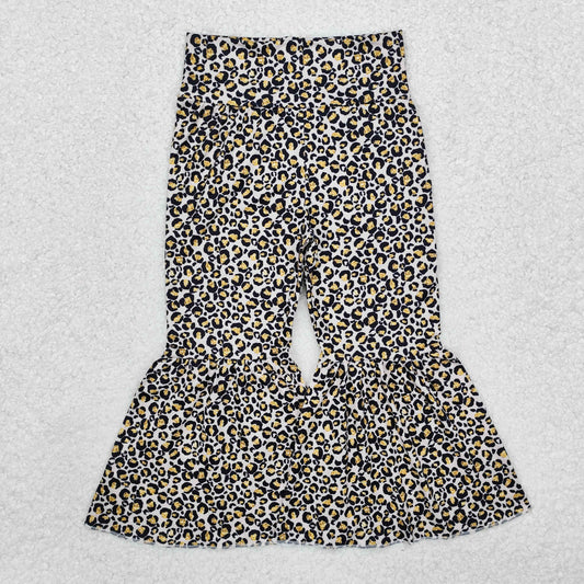 P0460 Baby Girls Leopard High Waistband Bell Bottom Pants