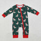 LR1861 Baby Infant Boys Christmas Ducks Zip Bamboo Long Sleeve Romper