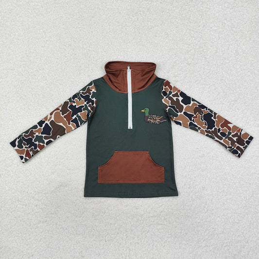 Sibling Brother Baby Boys Camo Zip Duck Hunting Pullovers Tops