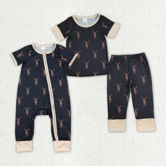 Baby Boys Camo Deers Sibling Rompers Pajamas Clothes Sets