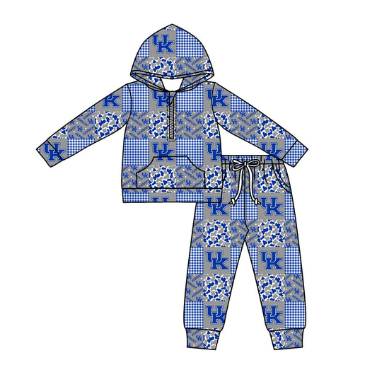 C12.3 Custom Moq 5 Baby Boys Camo UK Checked Zipper Pockets Hoodies Pants Team Clothes Sets
