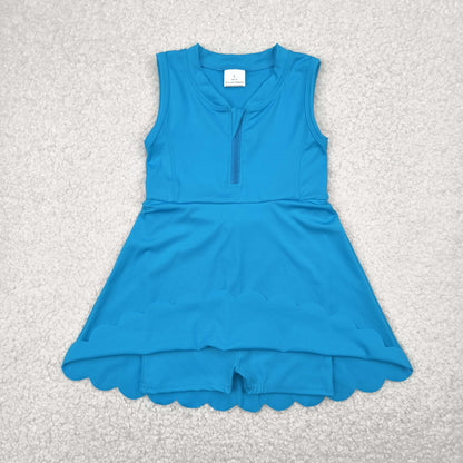 GSD2090 Baby Girls Blue Yoga Zip Active Wear Skort Knee Length Dress 5.2
