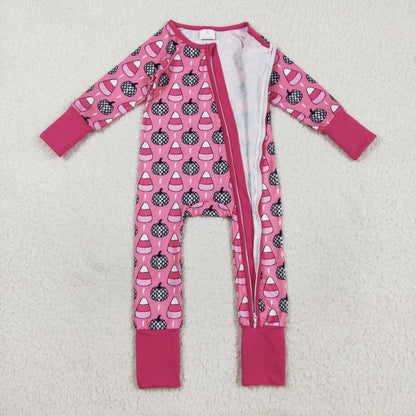 LR2467 Baby Girls Long Sleeves Plaid Pumpkins Candy Zipper Pant Romper C8.21
